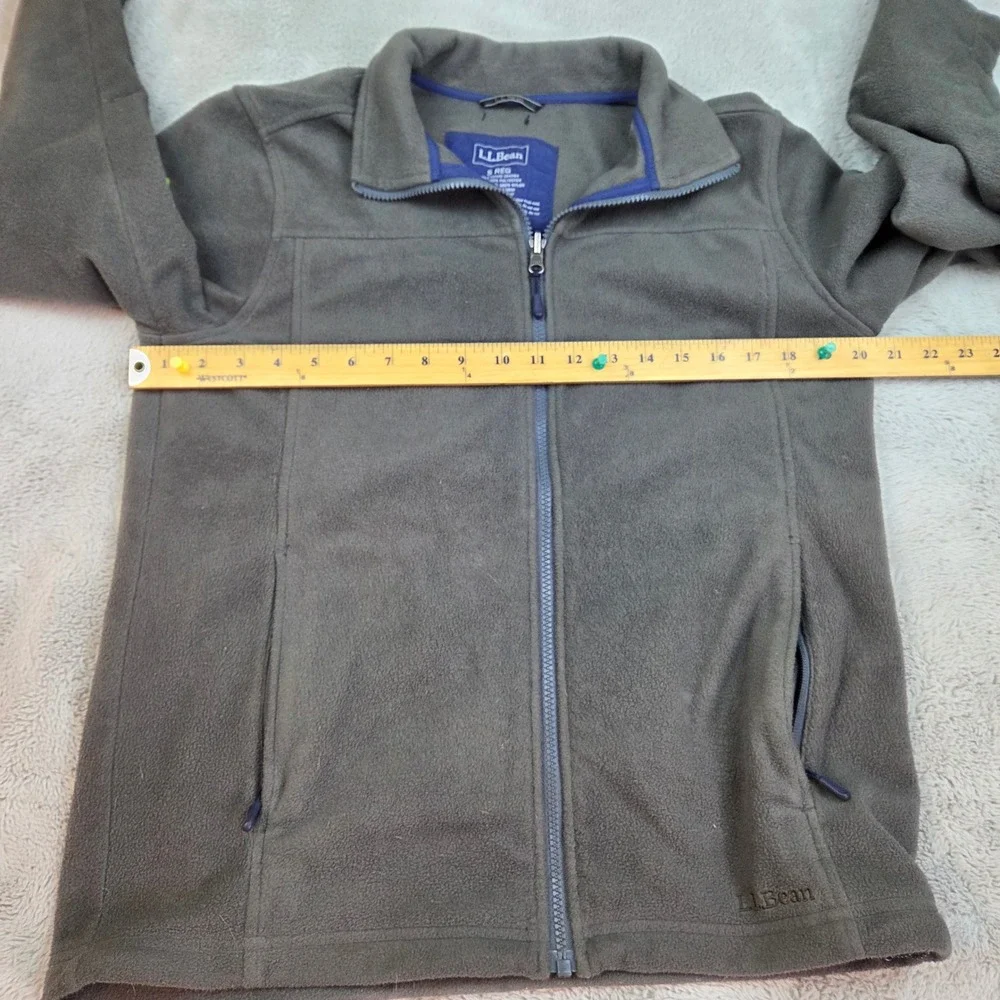 L.L. Bean Full Zip Fleece Jacket Mens S Reg DVFBC Mountain Logo Charcoal Gray